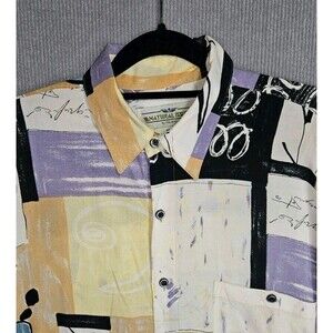 Natural Issue Button Up Shirt Mens Oversized Medium Abstract Floral Vintage 90s